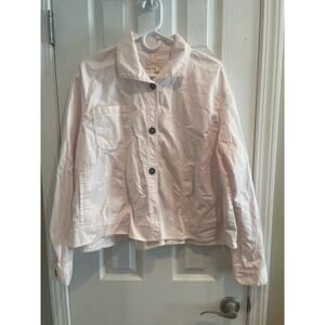 Chino by Anthropologie Blush Button Up Cropped Loose Swing Jacket A28